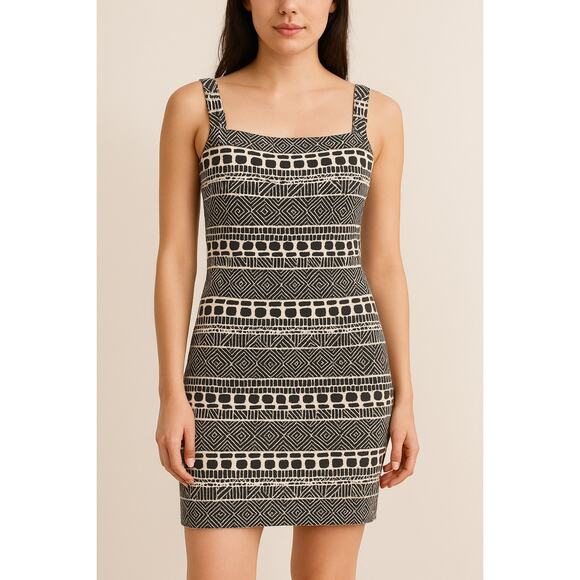 Brandy Melville Dresses & Skirts - Brandy Melville Black White Tribal Print Bodycon Mini Dress Women’s One Size